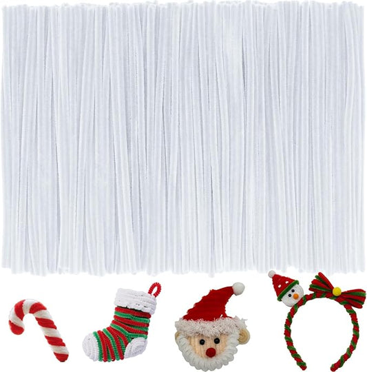 300PCS Pipe Cleaners,White Pipe Cleaners Craft,Arts and Crafts,Crafts, Craft Supplies,Art Supplies,Pipe Cleaners Bulk,Chenille Stems Supplies for DIY Hand Crafts, Bouquet Festivals Home Decorations