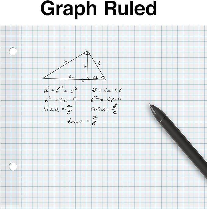 STAPLES Graph Ruled Filler Paper, 8.5” x 11”, White, 3‑Pack