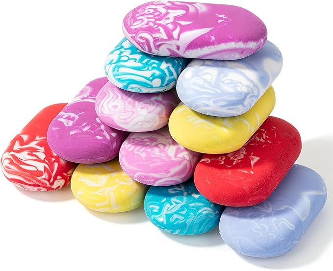 Mr. Pen- Marble Pencil Erasers, 12 Pack, 1" x 2", Soft Rubber Marble Pencil Erasers for School, Office, Art Sketching, Homework, Exams, Clean Smudge-Free Correction