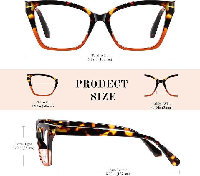 3Pack Reading Glasses for Women-Blue Light Blocking Readers Fashion Cat Eye Eyeglasses Spring Hinge