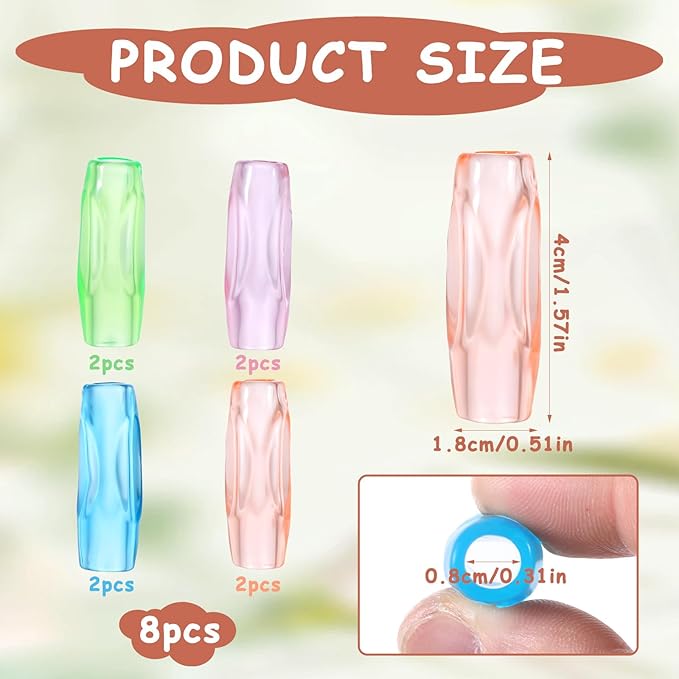 Pencil Grippers for Handwriting, 8PCS Silicone Pencil Grippers Relieving Fingers Fatigue Writing Aid Pencils Holder Comfort Cushion Grip Pencils Gripper Flexable Soft Corrective Finger Tool for Adult