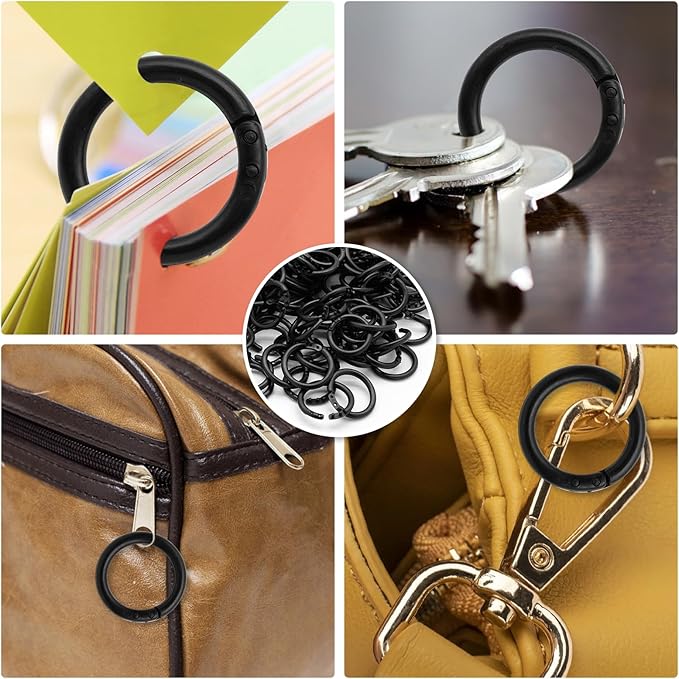 210 Pcs 3/4 Inch Plastic Binder Rings, Loose Leaf Binder Book Rings, Black Index Card Rings Binder Clip Rings for Flash Cards, Key Rings, Index Cards, Paper (20mm)