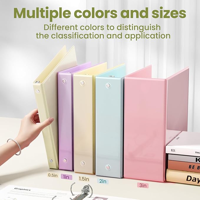 SUNEE 3 Ring Binder 1.5 Inch 2 Pack, Clear View Binder Three Ring PVC-Free (Fit 8.5x11 Inches) for School or Office Supplies, Yellow