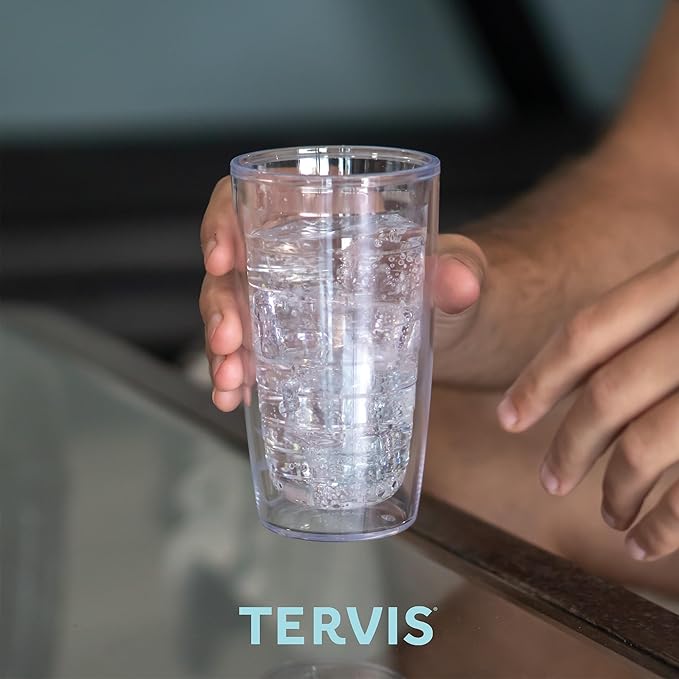 Tervis Clear & Colorful Lidded Made in USA Double Walled Insulated Tumbler Travel Cup Keeps Drinks Cold & Hot, 16oz, Lime Green Lid