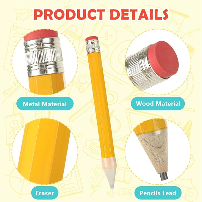 WOPPLXY 16 Pcs Wooden Jumbo Pencils, 13 Inch Funny Large Novelty Pencil, Wood Cool Giant Pencil, Big Novelty Pencils for Home School Office Halloween Christmas Party Prop Gift Decor, 4 Colors