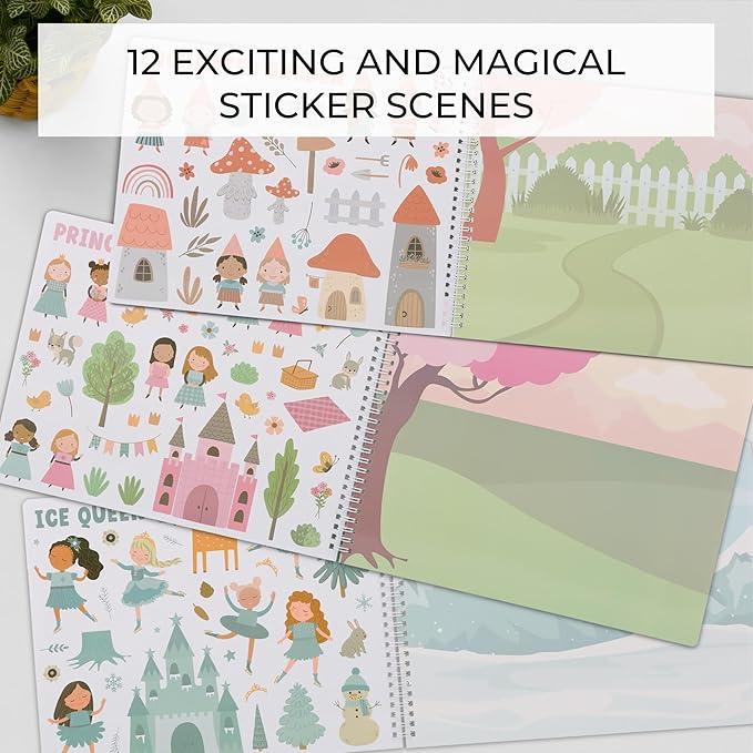 ZICOTO Fun Sticker Book for Toddlers 2-4 Years - Perfect Kids Activity Book with Beautiful Stickers & 12 Themes for Entertaining Toddlers 4-8 While Traveling - Incl. Princess, Unicorn & Coloring Pages