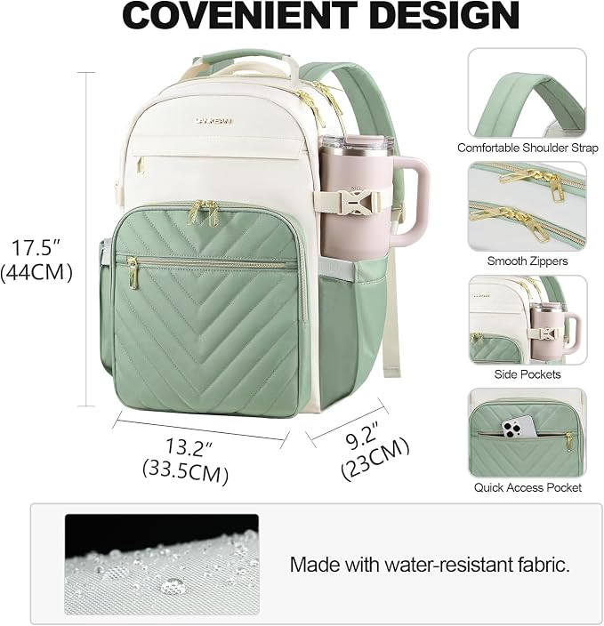 VANKEAN 18 Inch Laptop Backpack for Women Large Capacity | Waterproof Backpacks Stylish Travel Bags Casual Daypacks for College, Business