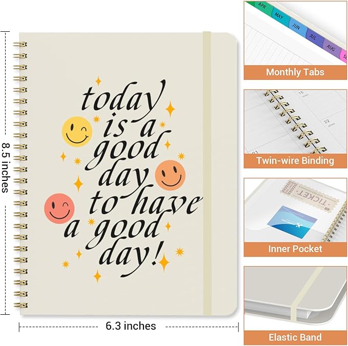 Academic Planner 2026–2027, Weekly & Monthly Calendar Planner, July 2026 – July 2027, Hardcover A5 (6.3" x 8.5") Agenda with Tabs, School Planner for Students & Teachers, Smiley Face