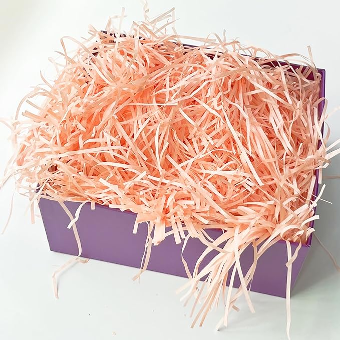 Raffia Paper Shreds, 100g Shredded Paper for Gift Box, Crinkle Cut Paper Shred Filler for Gift Wrapping & Basket Filling(Fresh Pink)