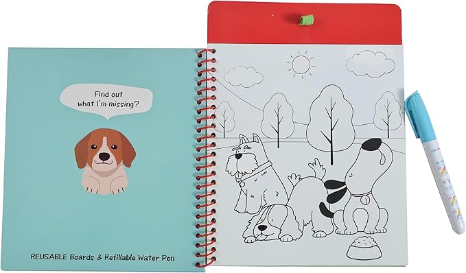Magic Water Coloring Books for Children - Reusable Mess Free Water Reveal Art Kit with Water Pen, Travel Toys Easter Basket Stuffers for Kids Ages 3-12 Boys Girls Party Favors