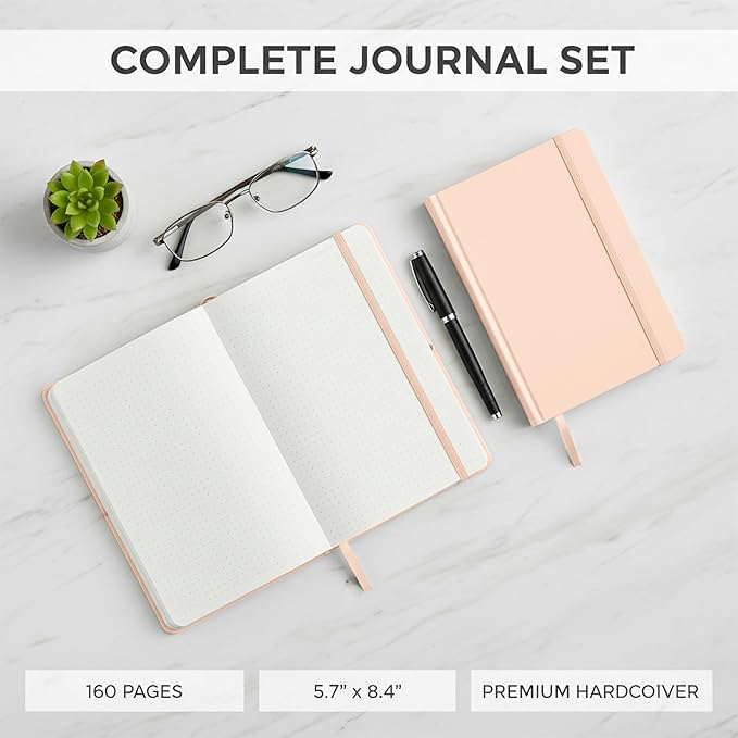 Mr. Pen- Dotted Journal Notebook, A5 Medium Size (5.7"x8.4"), 160 Pages (80 Sheets), Fabric Hardcover, 100 GSM Thick Paper, Bullet Dotted Journal for Planning, Tracking