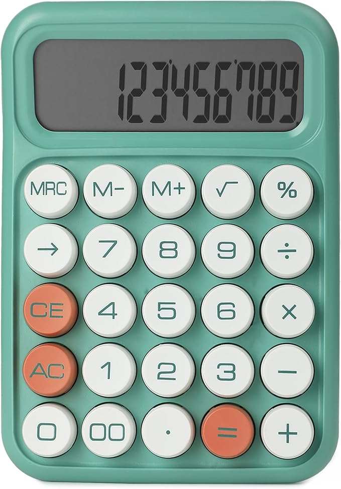 Mr. Pen- Mechanical Switch Calculator, 12 Digit Large LCD Display, Earthy Green with Big Buttons, Mechanical Switch Calculator for Home, School, Office