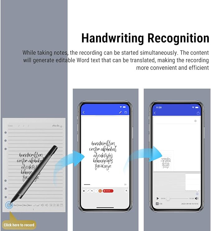 Zunate Smart Pen for Note Taking, Digital Smart Pen with AI Voice Drawing Real Time Sync 160 Page Erasable Notebook Offline Storage for Work School Travel