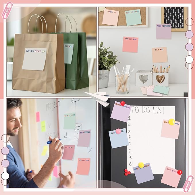 Yinder 24 Pcs Inspirational Sticky Notes Cute Motivational Sticky Notes Pad End of Year Employee Appreciation Gifts Bulk for Teacher Nurse Coworkers Office Supplies 3 x 3'' (Inspirational,Aesthetics)