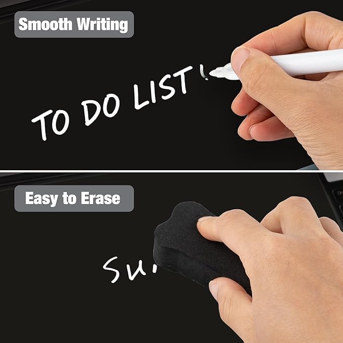 Glass Desktop Whiteboard with Calculator & Storage, Desk Dry Erase Note Memo Board, Compact Desk Organizer for to-Do List Home Office School & Gift, Black, 2026