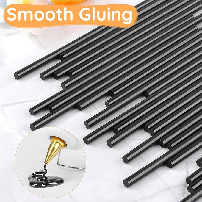 72 Pack Black Hot Glue Sticks Bulk, 0.27" Dia x 8" Long Black Glue Sticks for DIY, Decoration, Car Dent Repair, Gluing Project, Woods Glass Paper and Plastic