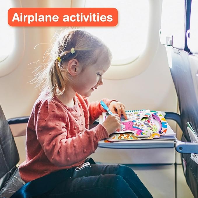 Avenir Reusable Water Coloring Book for Toddlers 3-5 – Mess-Free Paint-with-Water Travel Toy Airplane Activities Road Trip Quiet Book, Water-Reveal Activity Pad, 3-in-1 Creative Set