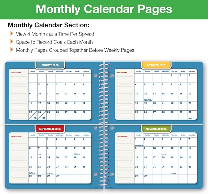 Global Datebooks 2026-2027 Middle & High School Student Planner 8.5" x 11" - Dated Weekly & Monthly Academic Planner with Ruler/Bookmark & Stickers, Ideal for Homework, Block Style, Galaxy