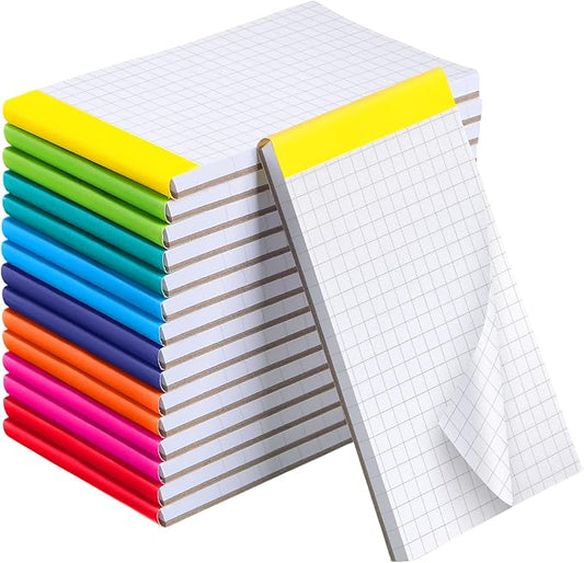 Tenceur 16 Pcs Graph Notepads 3 x 5 Inch Small Graph Grid Math Notebooks Pocket Lined Graph Memo Pads Scratch Pads Mini Writing Pads with 100 Pages Pads for School Classroom Supplies Homework