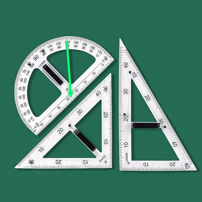Math Ruler Magnetic Classroom Math Geometry Tool Set Enhances Classroom Learning, Easily Mounts to Blackboard Protractor Measuring Ruler Triangle Ruler (Tp3pc)