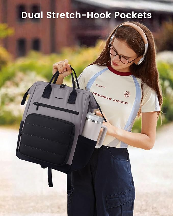 LOVEVOOK Puffer Laptop Backpack for Women, 15.6 Inch Work Backpack purse for Nurse Teacher, Personal Item Travel Bag College Computer Daypack for Daily Commute