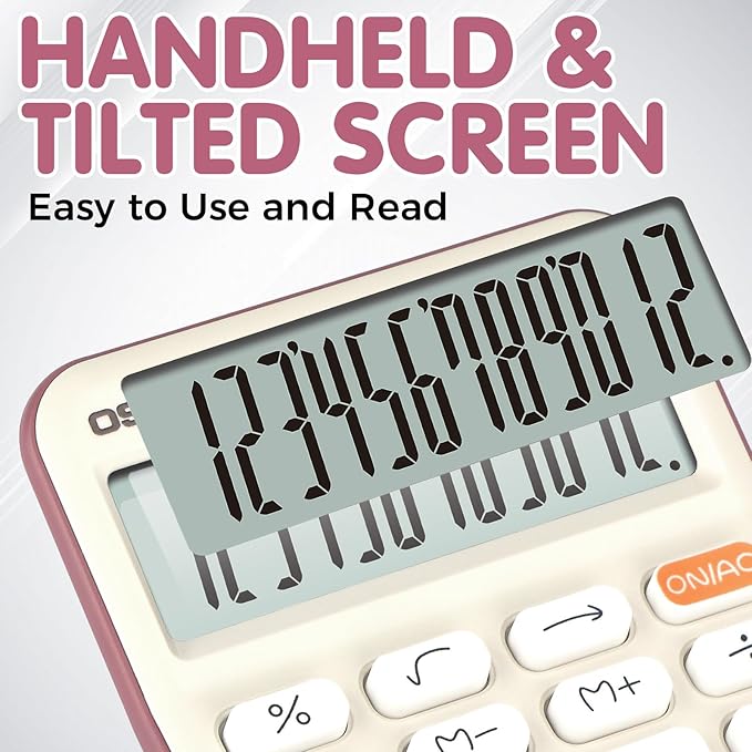 Pendancy Small Desk Calculator Cute, 12 Digit LCD Display, Basic Function, Auto-Sleep, 4.7"x2.9" Pocket-Sized Design Handheld Calculators Desktop, for Office, School, Business & Travel(OS-P1 Purple)