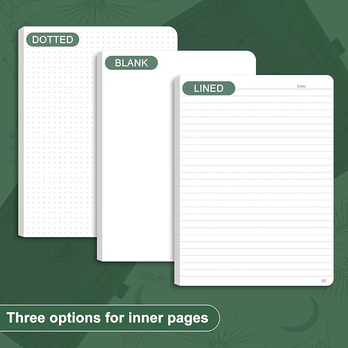 Dotted Journal for Women Men, 192 Pages A5 Notebook Journal, Hardcover Notebook with 100Gsm Thick Pages, Leather Note Book for Writing, Travel, Business, Office, Prayer 5.7 x 8.3, Dark Green