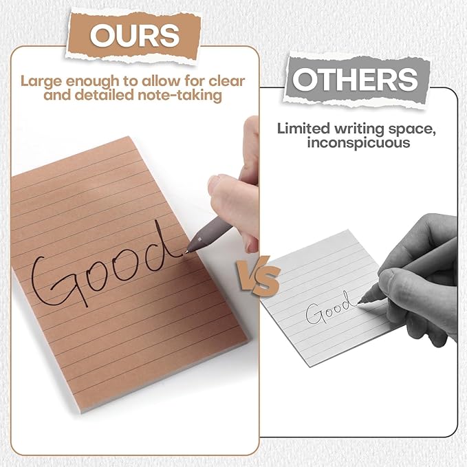 Wiooffen 15 Pads Brown Color Sticky Notes with Lined 4x6in Ruled Self Stick Note Pad Boho Super Sticking Power Memo Pad Vintage Aesthetic School Office Meeting Supplies Accessories 40 Sheets/pad 4x6in