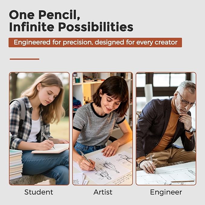 Nicpro 6PCS Art Mechanical Pencil Set, 3PCS Metal Drafting Pencil 0.5 mm & 0.7 mm & 0.9 mm & 3PCS 2mm Lead Pencil Holder (4B 2B HB 2H Colors) For Sketching Drawing With Lead Refills Erasers Case