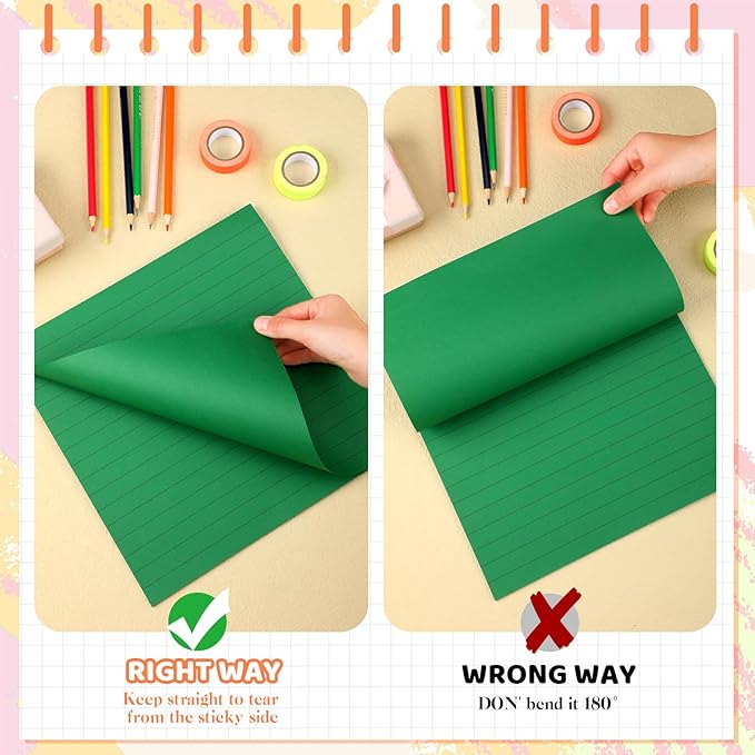Qeeenar 8 Pads Big Sticky Notes 11 x 11 Inch Lined Jumbo Large Sticky Notes for Wall,Giant Strong Power Memo Square Post for Office, 25 Sheets/Pad (Stripe,Boho Color,8 Pcs)