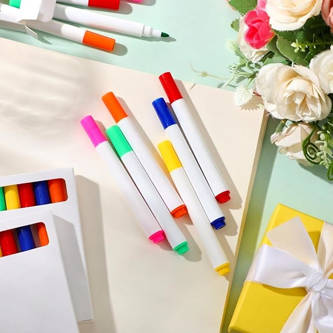 72 Pcs Washable Markers in 6 Vibrant Colors Broad Line Washable Coloring Markers Bulk for Teachers Office