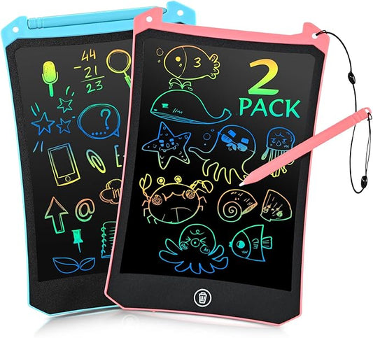EooCoo Toddler Toys, LCD Writing Tablet for Kids 2 Pack, Toddler Travel Essentials Drawing Pad, Mess Free Coloring Books, Road Trip Activities, Age 3-5 Girls Boys Gifts - 8.5 Inch