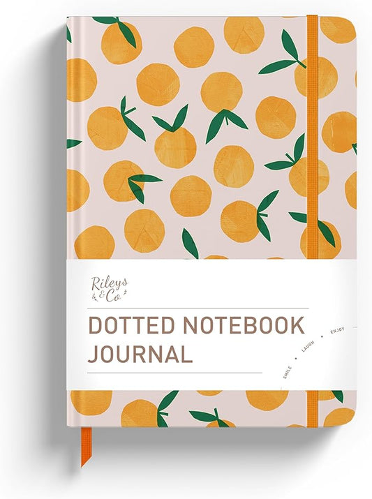 Rileys & Co. Dotted Journal Notebook - 8x6 Inches Dot Grid Notebook - Hardcover Bullet Journal Notebook, Dot Journal - Cute Journals - Motivational Dotted Notebok - Oranges