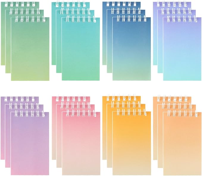 Hooqict 24 Pack Pocket Notebook Mini Notebooks Party Favors Small Spiral Notepads Mini Journal Bulk Pocket Notepad Memo Writing Pads for Classroom School Office Supplies, 3.9 x 2.4 Inches