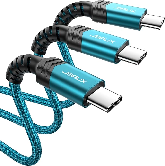 JSAUX 3-Pack USB C to USB C Cable 100W [10ft/6.6ft/3.3ft] Compatible with iPhone 17 Air 16 15 Pro Max Samsung Galaxy S25 S24 CarPlay iPad Pro, Type C to C Charger Cable Fast Charging - Green