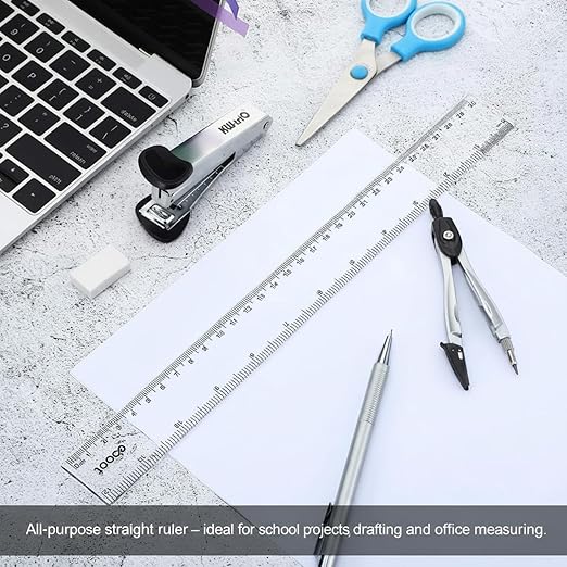 EBOOT 2 Pack Plastic Ruler Straight Ruler Plastic Measuring Tool for Student School Office (12 Inch)