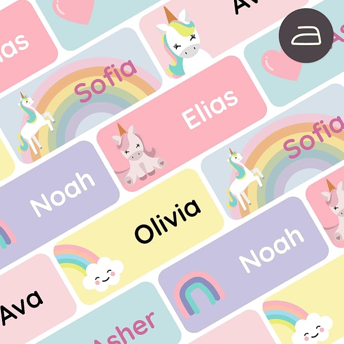 Iron-On Name Labels & Clothing Labels for Nursing Home (120) – Iron On Name Tags & Name Labels for Clothing & Clothes, School & Daycare – Waterproof - Unicorn