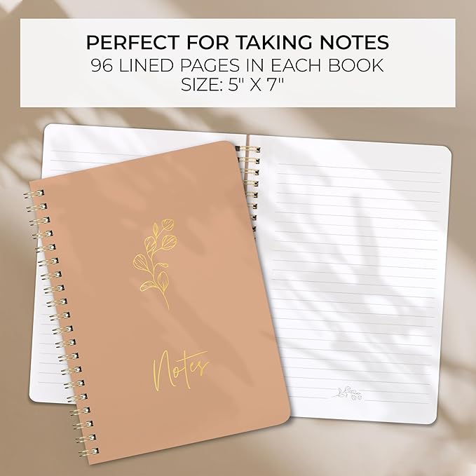 ZICOTO Aesthetic Spiral Notebook Set of 3 For Women - Cute College Ruled 7x5 Journal/Notebook with Lined Pages - Perfect Supplies to Stay Organized at Work or School