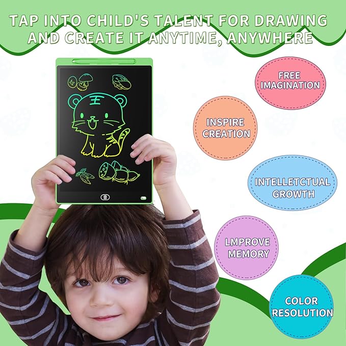 [2 Pack] Genialba LCD Writing Tablet 12-Inch Colorful Doodle Board, Toddler Learning Educational Toys Gifts for 3-8 Years Old Girls and Boys, Electronic Drawing Pad for Kids (Blue&Green)