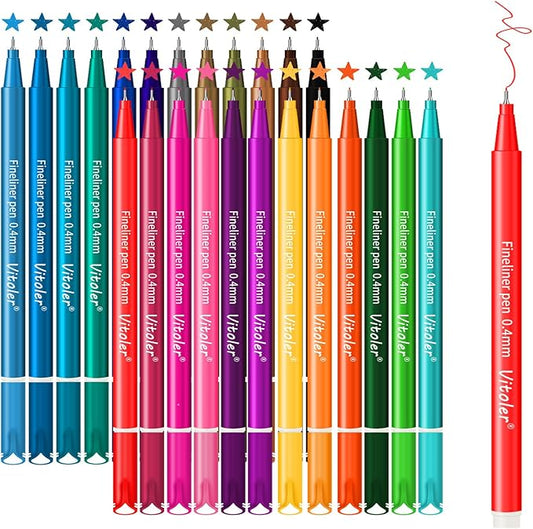 Vitoler Pens for Drawing Journaling,Planner,24 Pack 0.4mm,Colored Pens for Art Supplies Planner,Drawing,Journaling