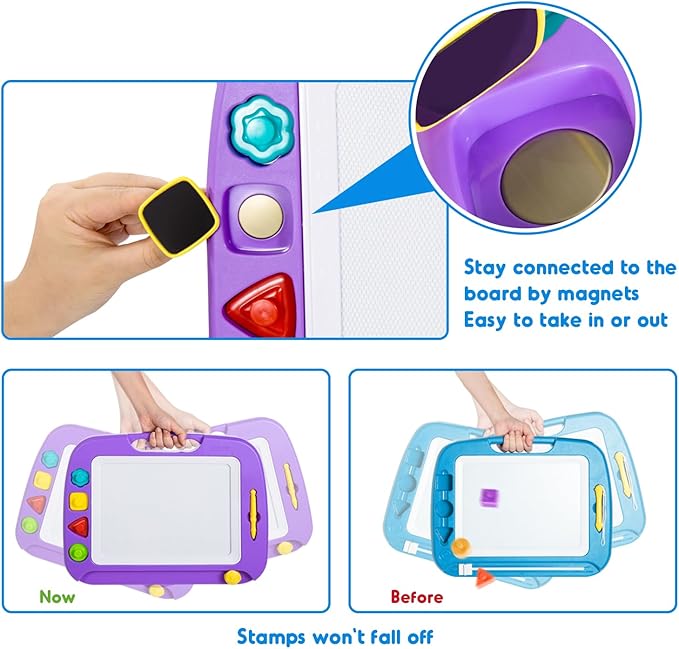 SGILE Toddler Toys for Kids, Large Magnetic Drawing Board for Birthday Gift, Toys for 1 2 3 4 Year Old Girls Boys, Etch & Sketch Pad with 4 Stamps, Learning and Educational, 16 ×13 in, Purple