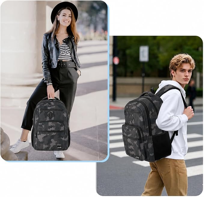 Paude Backpack Cam Black,School Backpack for Teens Adults Laptop Bookbag for High School College Students Back Pack for Work