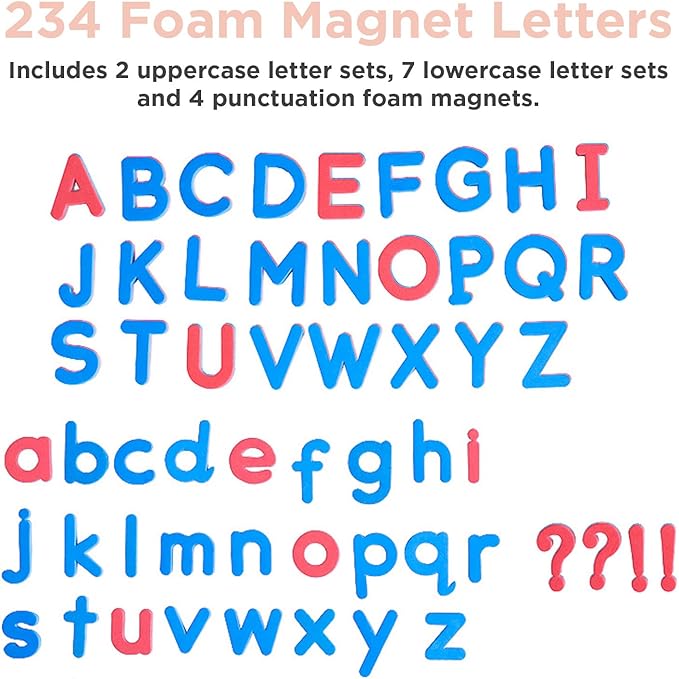 Magnetic Foam Letters for Kids - Classroom Alphabet Letters Kit 284 Pcs with CVC Cards - Classic ABC Board Magnets