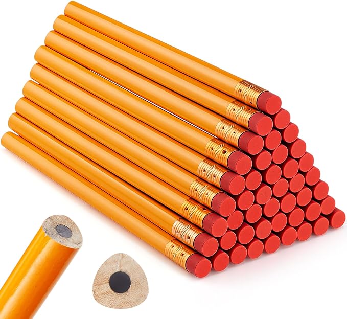 Fainne 48 Pack Jumbo Round Pencils, Wooden Fat Pencil with Black Core Bulk for Carpenters Workers Woodworkers Framers Beginners Students Teachers DIY Project(Orange)