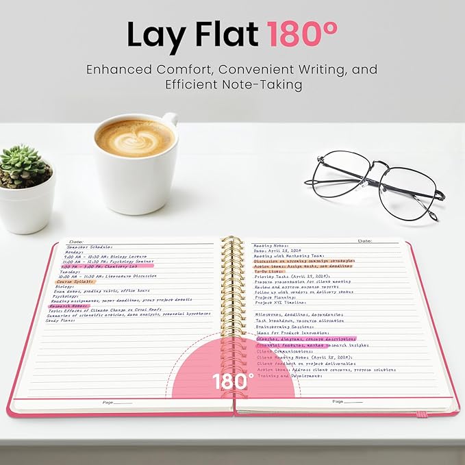 ZOTIA Lined Spiral Journal Notebook for Women, A5 College Ruled Journals for Writing, Hardcover Notebooks for Work, Note taking and Office School Supplies,140 Pages - Peach Pink