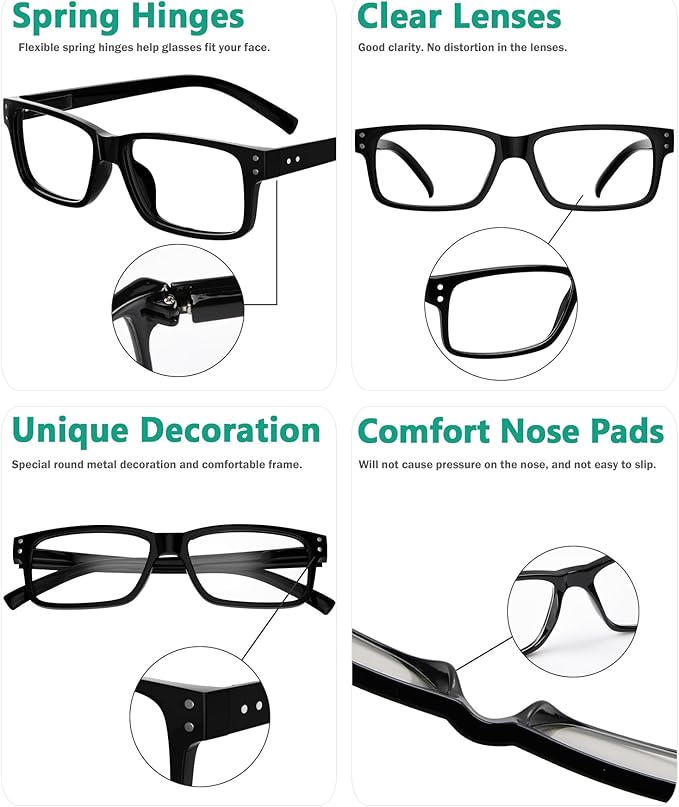 Eyekepper 2 Pairs Blue Light Blocking Reading Glasses for Men Women - UV Protection Spring Hinge Computer Readers