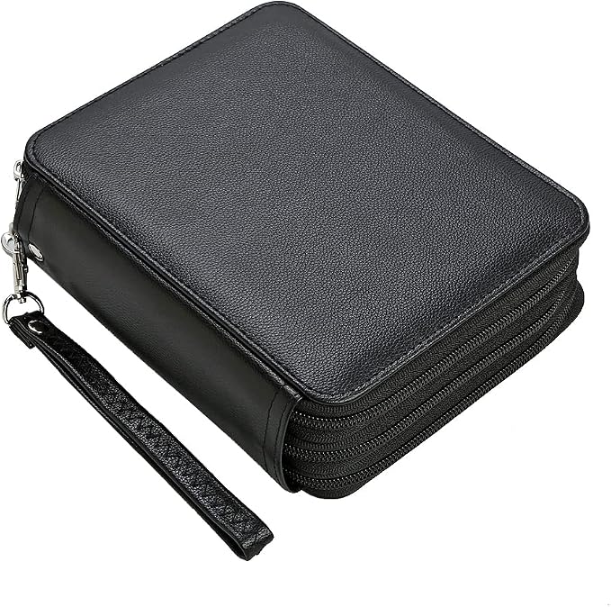 72 Slots Pencil Case Organizer w/Removal Handle Strap | 3-Layer Zipped Pencils Box Large for Colored Pencils Watercolor Pencils for Office and Travel for Artist