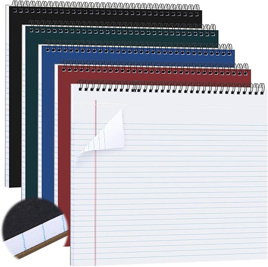 MotiMind 4 Pcs Legal Pads Landscape Notebooks Hole Punched Top Spiral Bound Notebooks 11 x 9.5 Inch College Ruled Drawing Notepad Tear Line for Removal 50 Sheet Office Steno Book(Multicolor,White)