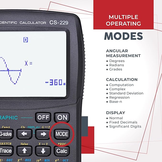 CATIGA Scientific Calculator with Graphic Functions, Upgraded Multi-Mode Graphing Calculators for Students, High School & College Calculator Scientific, Calculadora Cientifica, CS-229