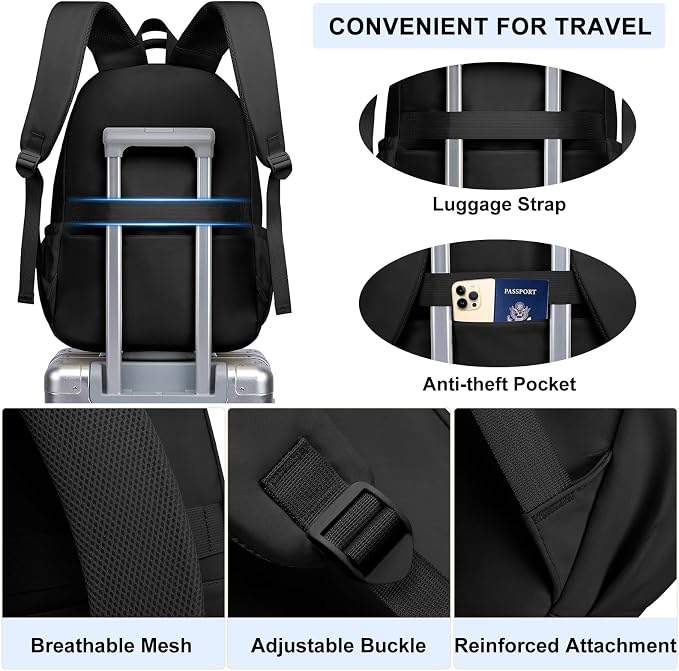 School Backpack for Teen Girls: Cute Bookbags Middle High School College Casual Back Pack 15.6 inch Laptop Backpacks Vintage Bags Women Travel Daypacks Mochilas Escolares Black